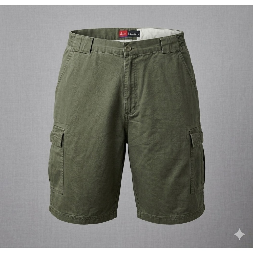 Jon Lauren Apparel Vintage Men's Olive Green Cargo Shorts. Size 36